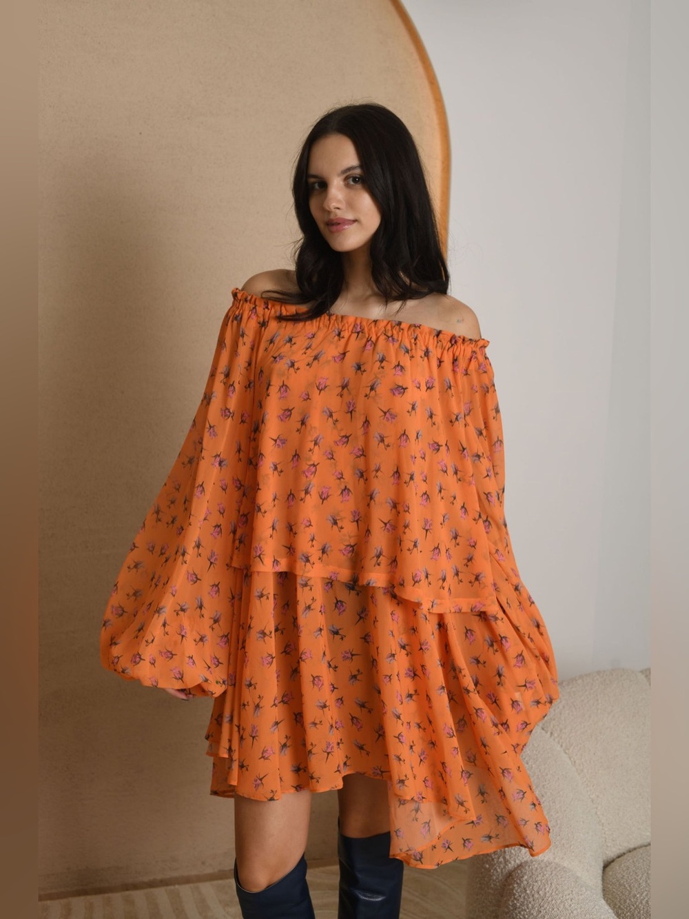 NWOT Rotate Birger Christensen Dress Tiny Rose Carrot Orange sz 10